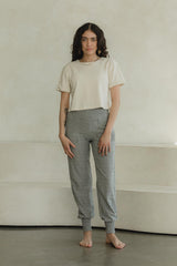 Jacquard Joggers - organic cotton high rise soft pant with pockets - mini herringbone jogger pants