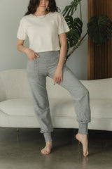 Jacquard Joggers - organic cotton high rise soft pant with pockets - mini herringbone jogger pants