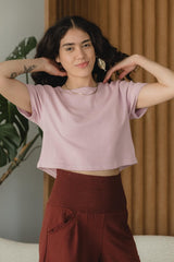 Copenhagen Crop Top - 100% organic cotton botanical dyed and undyed textured top
