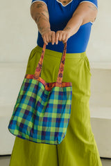 Kattam Totes - Reversible bags made from Madras Checks Saris - limited edition