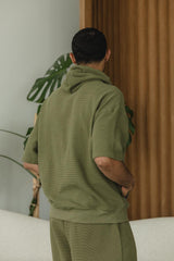 Coimbatore Hoodie - short sleeve hooded sweatshirt made from organic cotton knit corduroy fabric