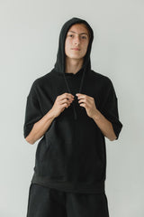 Coimbatore Hoodie - short sleeve hooded sweatshirt made from organic cotton knit corduroy fabric