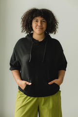 Coimbatore Hoodie - short sleeve hooded sweatshirt made from organic cotton knit corduroy fabric