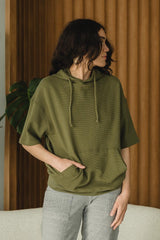 Coimbatore Hoodie - short sleeve hooded sweatshirt made from organic cotton knit corduroy fabric