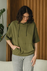 Coimbatore Hoodie - short sleeve hooded sweatshirt made from organic cotton knit corduroy fabric