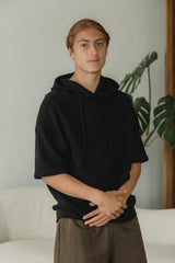 Coimbatore Hoodie - short sleeve hooded sweatshirt made from organic cotton knit corduroy fabric