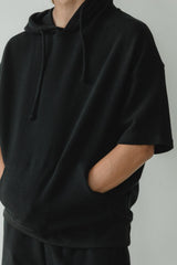 Coimbatore Hoodie - short sleeve hooded sweatshirt made from organic cotton knit corduroy fabric