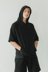 Coimbatore Hoodie - short sleeve hooded sweatshirt made from organic cotton knit corduroy fabric