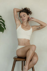 Undyed organic cotton bralette - natural fiber non toxic cross back bralette