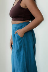 Indigo dyed Saras Pants - ice dyed and solid natural indigo cotton palazzo pants