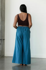 Indigo dyed Saras Pants - ice dyed and solid natural indigo cotton palazzo pants