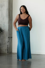 Indigo dyed Saras Pants - ice dyed and solid natural indigo cotton palazzo pants