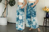 Indigo dyed Saras Pants - ice dyed and solid natural indigo cotton palazzo pants