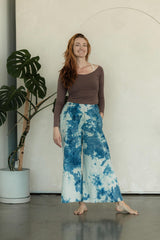 Indigo dyed Saras Pants - ice dyed and solid natural indigo cotton palazzo pants