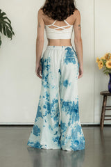 Indigo dyed Saras Pants - ice dyed and solid natural indigo cotton palazzo pants