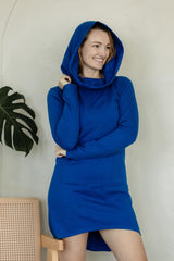 Nomad Dress- hooded cowl dress made from 100% organic cotton fleece - cozy warm dress - sweatshirt dress