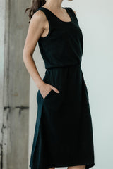 Míša Dress - Organic cotton lightweight sleeveless sweater knit dress with drawstring and pockets
