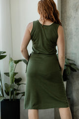 Míša Dress - Organic cotton lightweight sleeveless sweater knit dress with drawstring and pockets