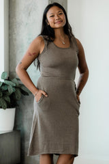 Míša Dress - Organic cotton lightweight sleeveless sweater knit dress with drawstring and pockets