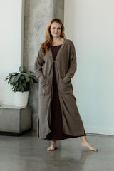 Dentelle Duster (maxi) - organic cotton full length kimono style wrap with elegant lace knit