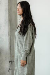 Dentelle Duster (maxi) - organic cotton full length kimono style wrap with elegant lace knit