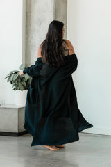 Dentelle Duster (maxi) - organic cotton full length kimono style wrap with elegant lace knit