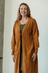 Dentelle Duster (maxi) - organic cotton full length kimono style wrap with elegant lace knit