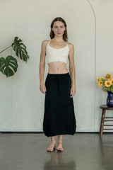 Scachhi Skirt - organic cotton checkerboard sweater knit below the knee skirt with a drawstring waist