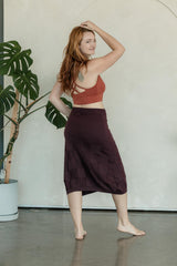 Scachhi Skirt - organic cotton checkerboard sweater knit below the knee skirt with a drawstring waist