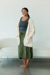 Scachhi Skirt - organic cotton checkerboard sweater knit below the knee skirt with a drawstring waist