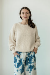 Slub Sweater - Organic cotton crew neck sweater in earthy colors knit from slub yarn