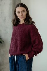 Slub Sweater - Organic cotton crew neck sweater in earthy colors knit from slub yarn