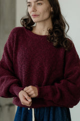 Slub Sweater - Organic cotton crew neck sweater in earthy colors knit from slub yarn