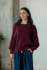 Slub Sweater - Organic cotton crew neck sweater in earthy colors knit from slub yarn