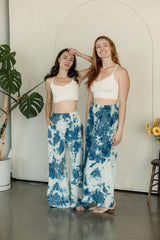 Indigo dyed Saras Pants - ice dyed and solid natural indigo cotton palazzo pants