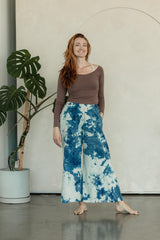 Indigo dyed Saras Pants - ice dyed and solid natural indigo cotton palazzo pants