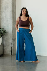 Indigo dyed Saras Pants - ice dyed and solid natural indigo cotton palazzo pants