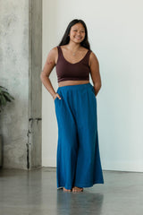 Indigo dyed Saras Pants - ice dyed and solid natural indigo cotton palazzo pants
