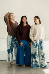 Indigo dyed Saras Pants - ice dyed and solid natural indigo cotton palazzo pants