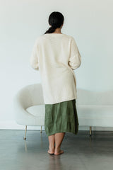 Delightful Duster (Midi) - organic cotton kimono style open sweater with lace knit