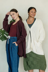 Delightful Duster (Midi) - organic cotton kimono style open sweater with lace knit