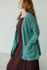 Delightful Duster (Midi) - organic cotton kimono style open sweater with lace knit