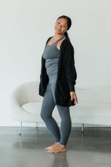 Delightful Duster (Midi) - organic cotton kimono style open sweater with lace knit