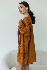 Delightful Duster (Midi) - organic cotton kimono style open sweater with lace knit