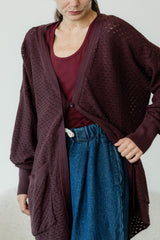 Delightful Duster (Midi) - organic cotton kimono style open sweater with lace knit