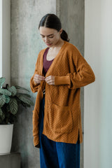 Delightful Duster (Midi) - organic cotton kimono style open sweater with lace knit
