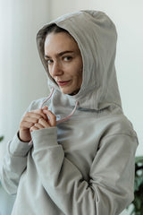 Viento Hoodie - organic cotton hooded sweatshirt with a big hood and high neckline and deep pockets