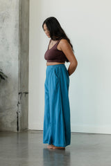 Indigo dyed Saras Pants - ice dyed and solid natural indigo cotton palazzo pants
