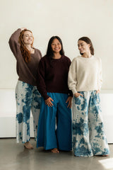 Indigo dyed Saras Pants - ice dyed and solid natural indigo cotton palazzo pants
