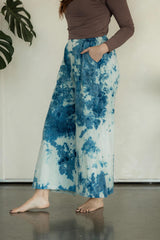 Indigo dyed Saras Pants - ice dyed and solid natural indigo cotton palazzo pants